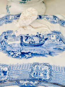 Antique (1829-1861) Bologna Adam’s & Son’s Transferware Covered Dish