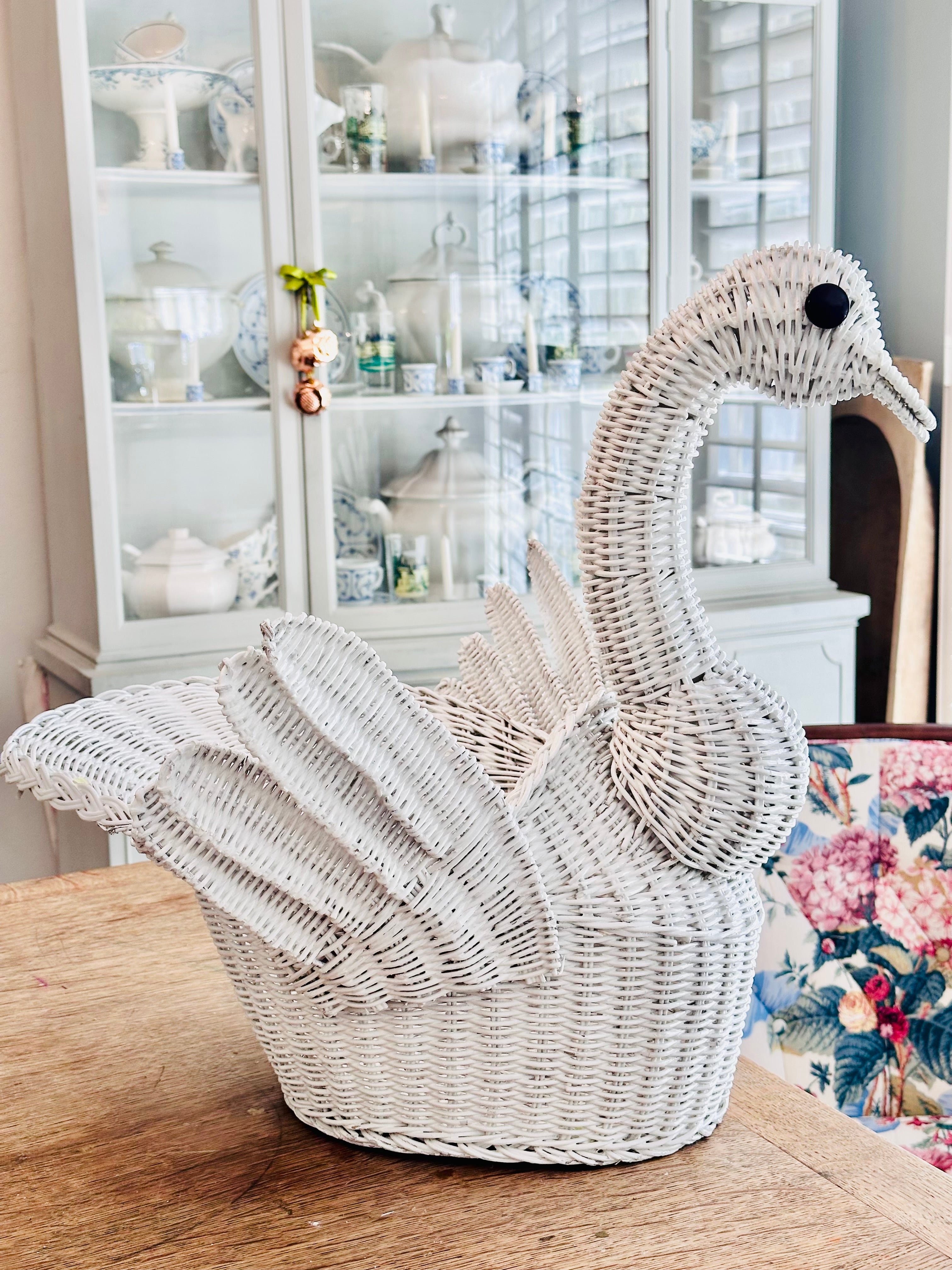 Vintage Wicker Swan