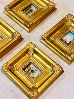 Load image into Gallery viewer, Set of 4 Original Pieces of European Art in Lovely Wooden Gold Frames
