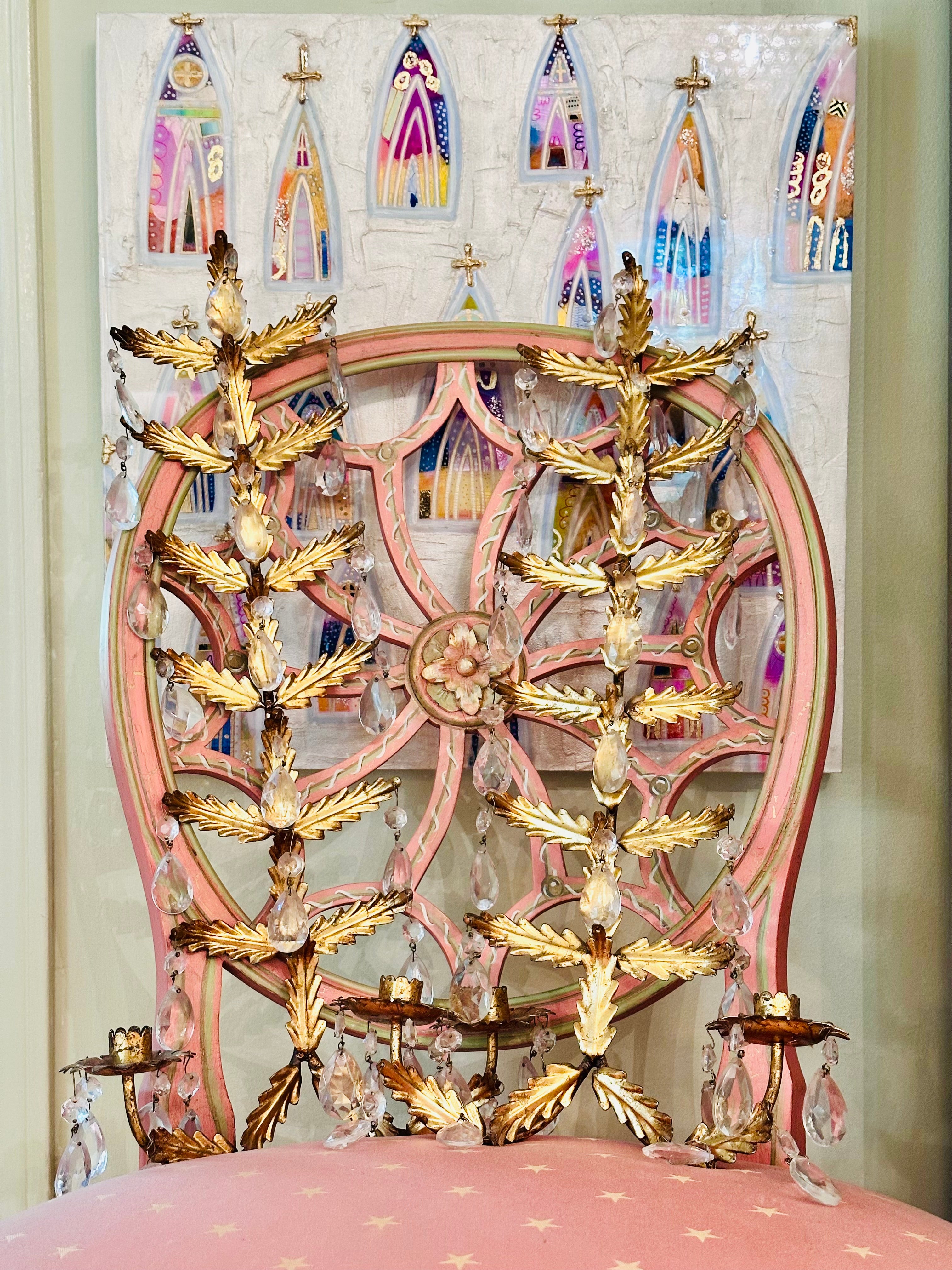 Large Gilded Italian Toleware Sconces