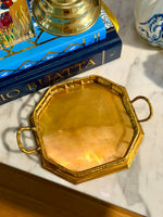 Load image into Gallery viewer, Effortlessly Chic Brass Faux Bamboo Octagonal Brass Handled Tray
