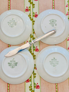 Wedgwood Bone China Butter Pats & R-Wallace Silver Plated Spreaders