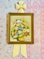 Load image into Gallery viewer, Medium Vintage Chintz Pembroke Stripe   Yellow Stripped Willow &amp; Pearls Bow
