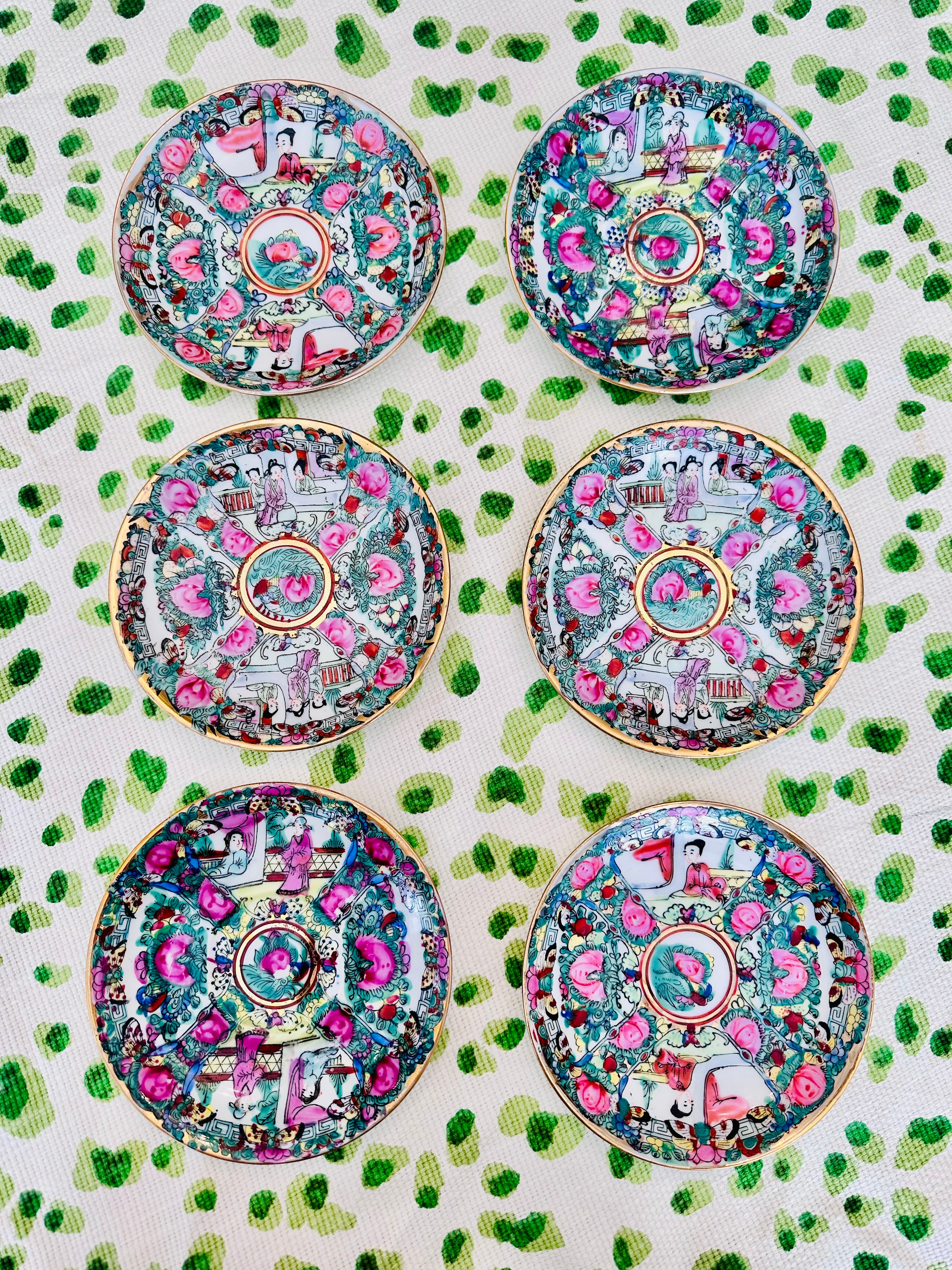 Set of Six Famille Rose Plates