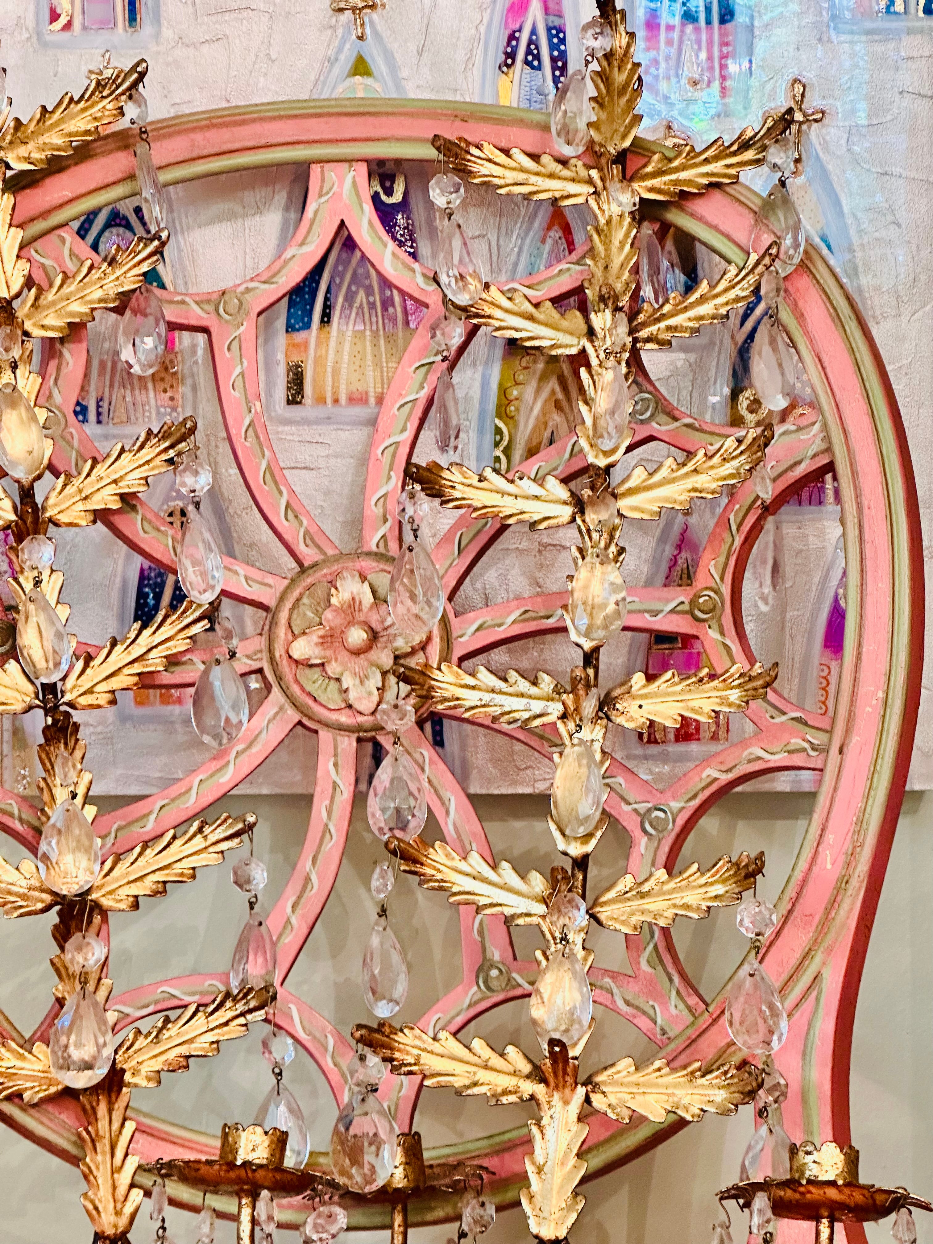 Large Gilded Italian Toleware Sconces