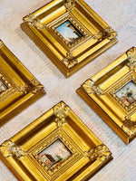 Load image into Gallery viewer, Set of 4 Original Pieces of European Art in Lovely Wooden Gold Frames

