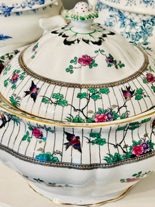 Antique Booth’s England Springtime Large Tureen with Ladle