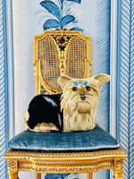 Load image into Gallery viewer, Darling Needlepoint Yorkie with Blue Bow
