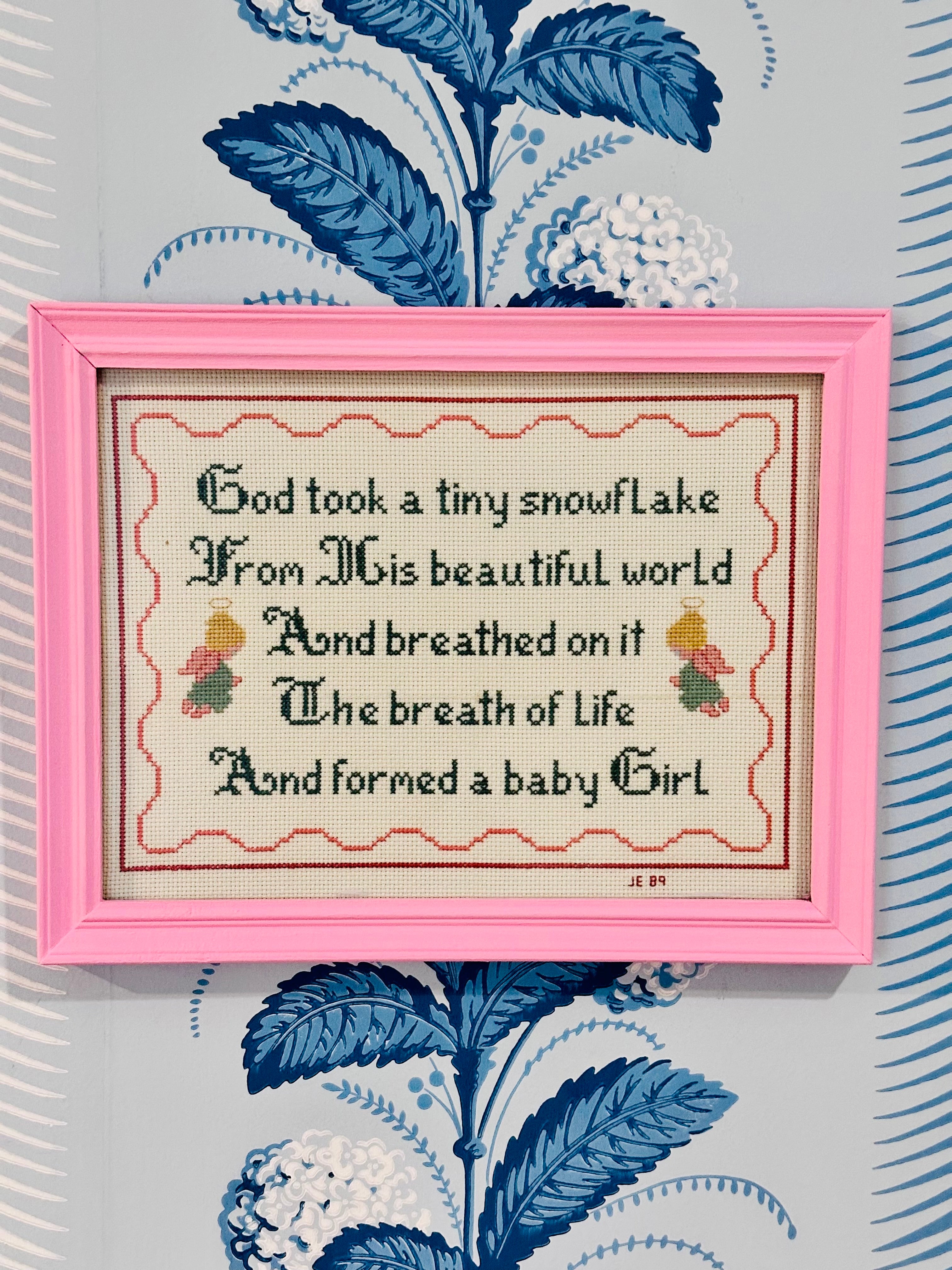 Baby Girl Cross Stitch Dated 1989