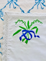 Load image into Gallery viewer, Beautiful Hand Embroidered Lilly of the Valley with Blue Bow Placemats
