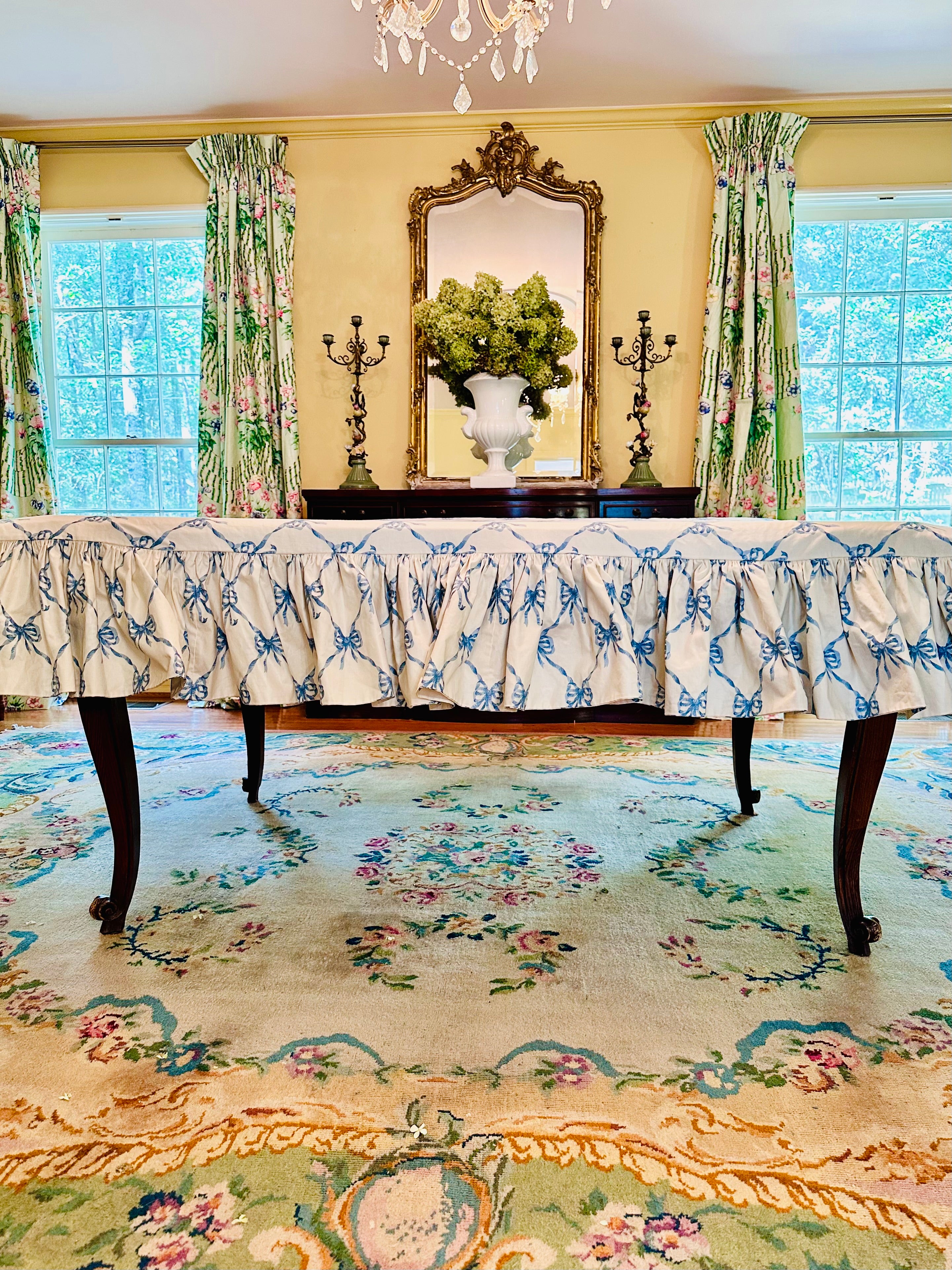 Bespoke Waverly for Schumacher Bows Jolie Tablecloth