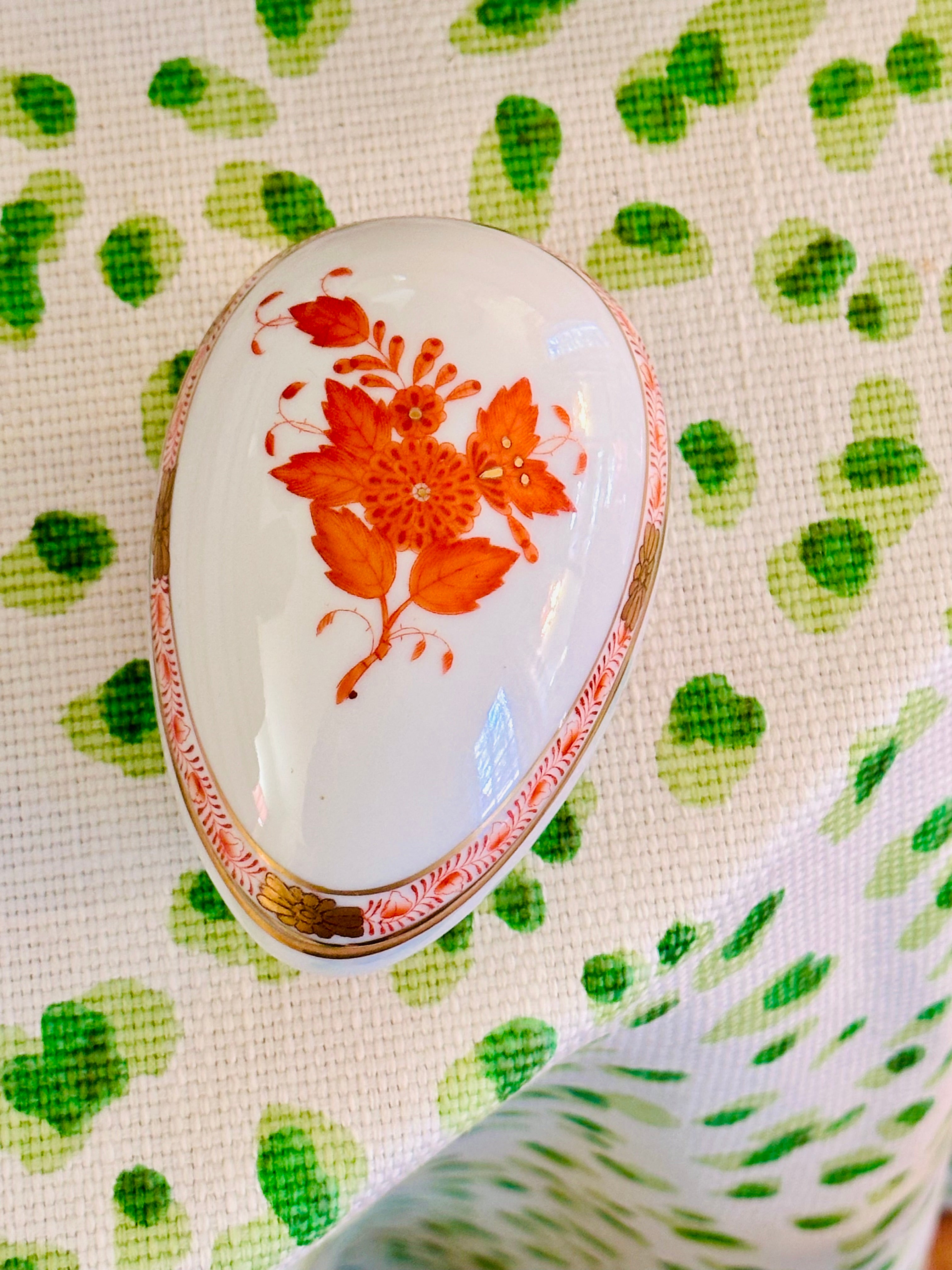 Herend Chinese Bouquet Egg Trinket Box in Rust