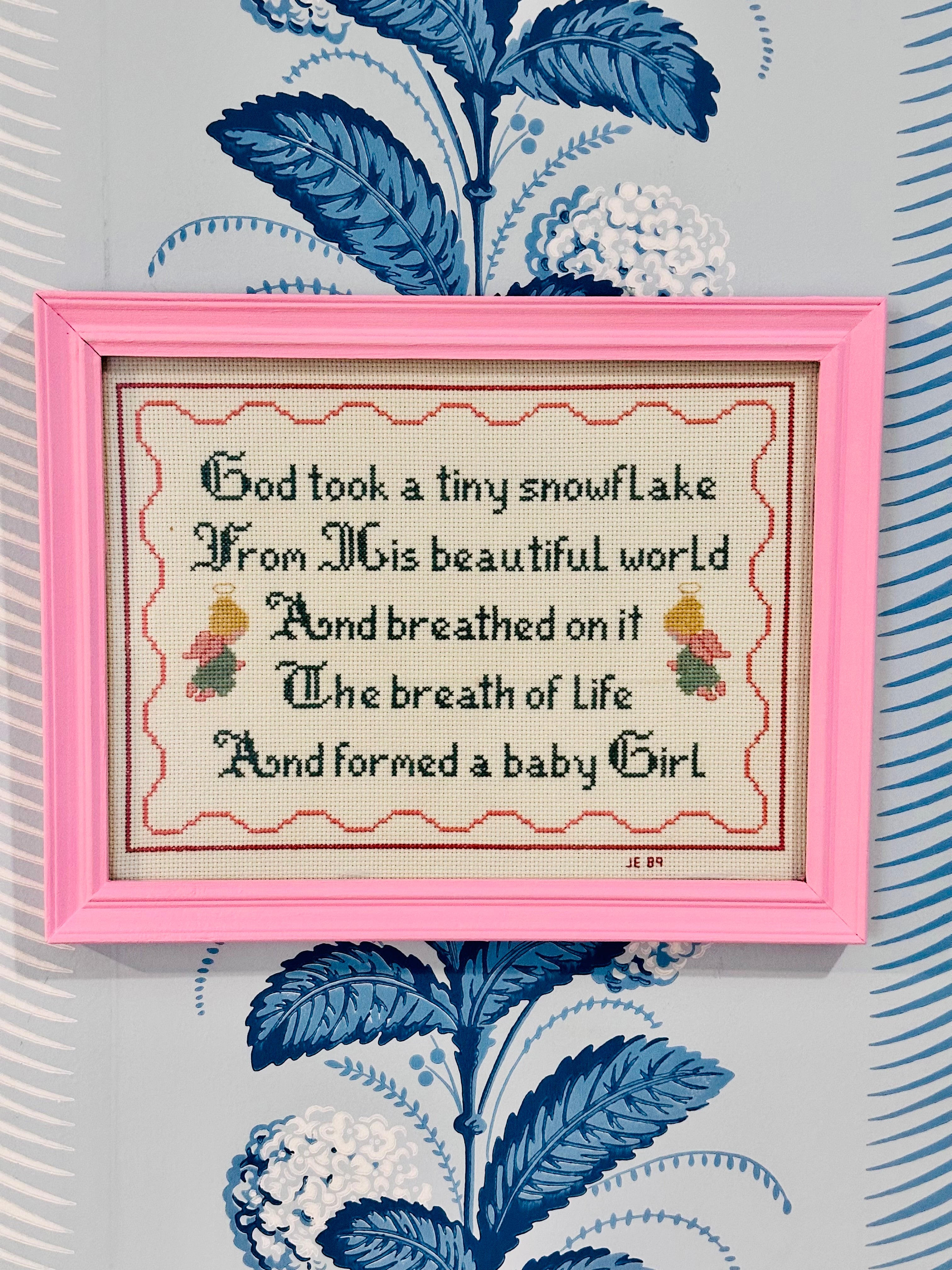 Baby Girl Cross Stitch Dated 1989
