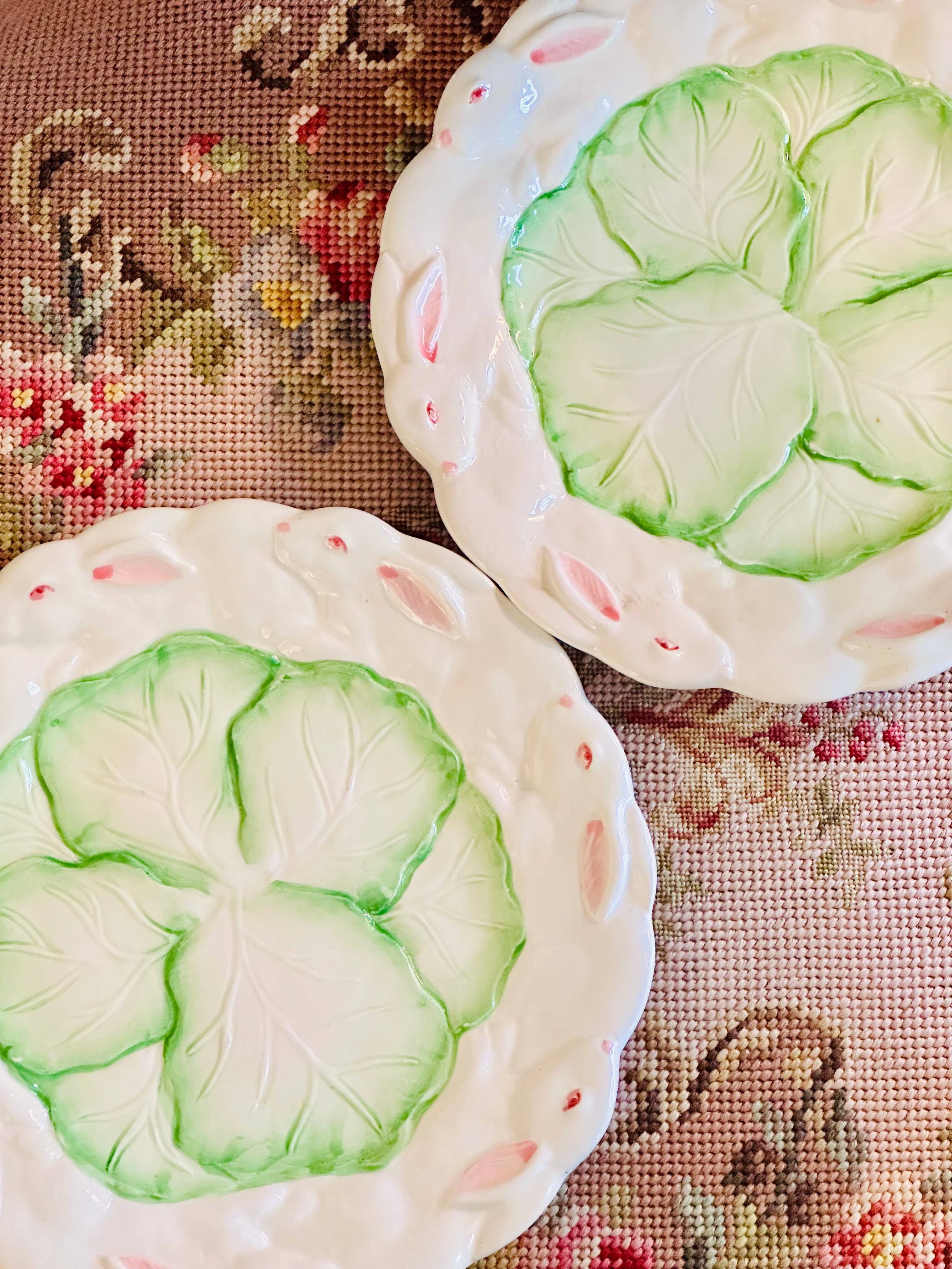 Pair of 1987 Haldon Group Bunny & Cabbage Plates