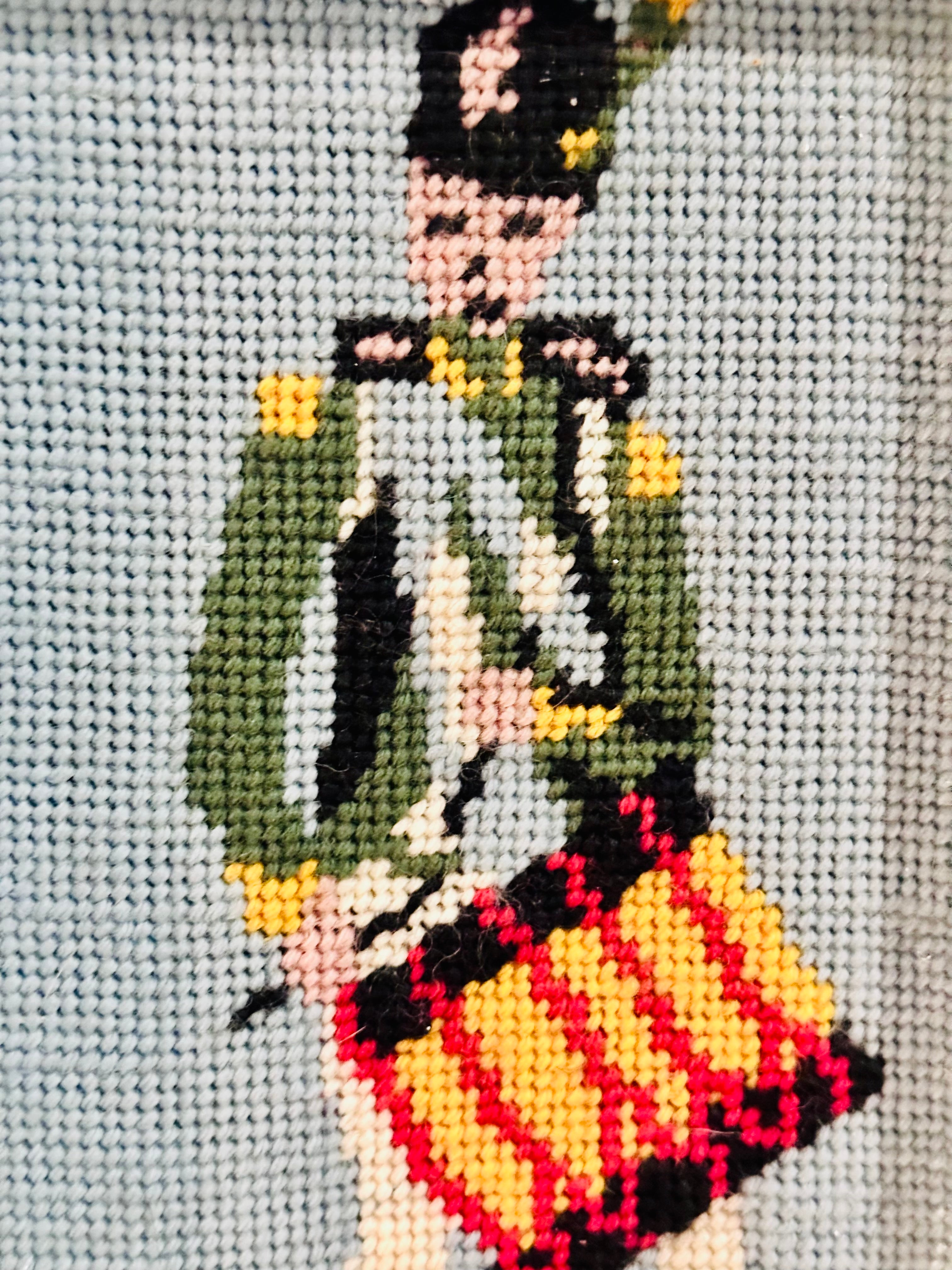 Vintage Needlepoint French Solider Purchased in Athens, 1973