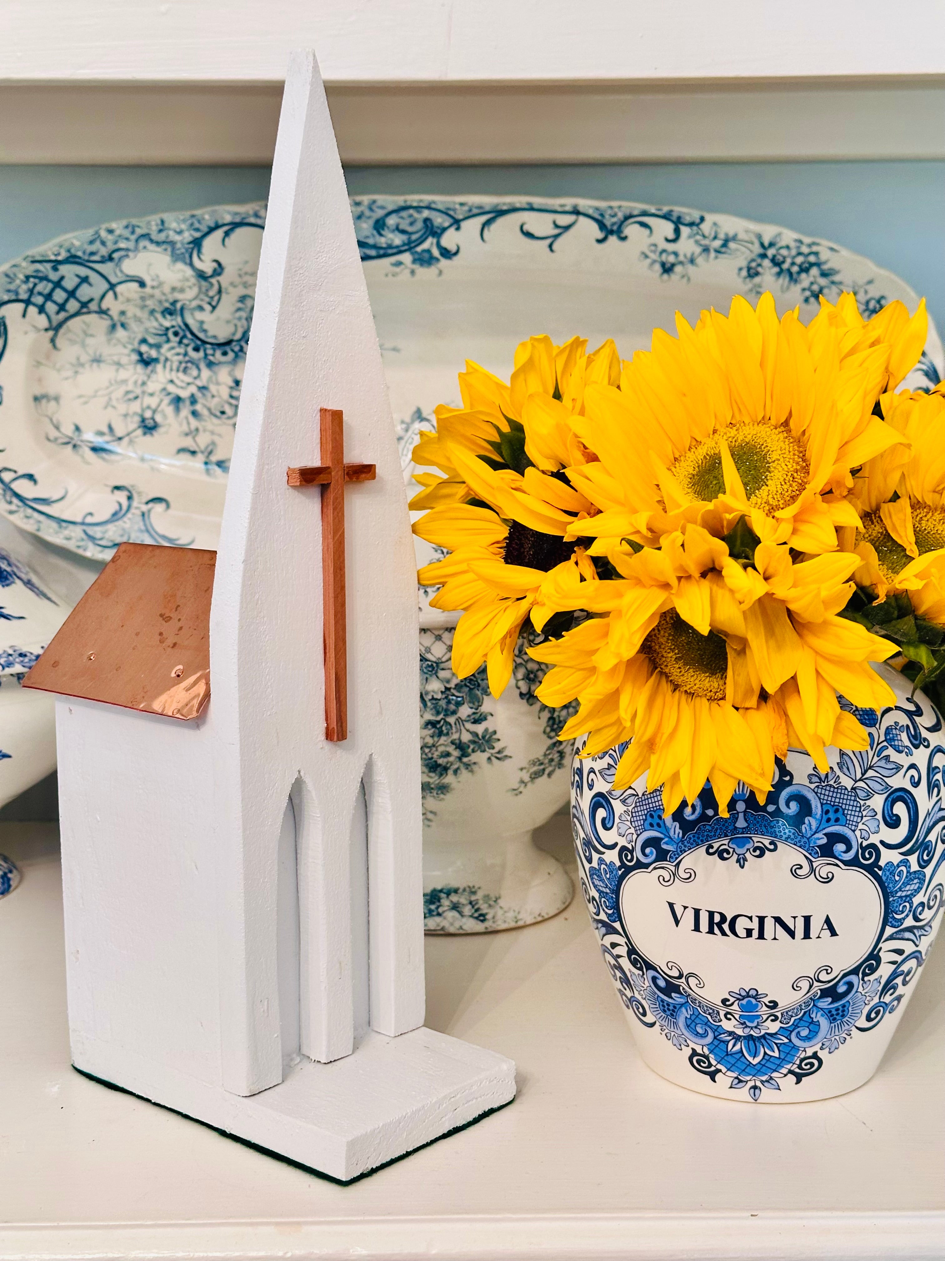 Handcrafted Church with Copper Roof by Art Fiala