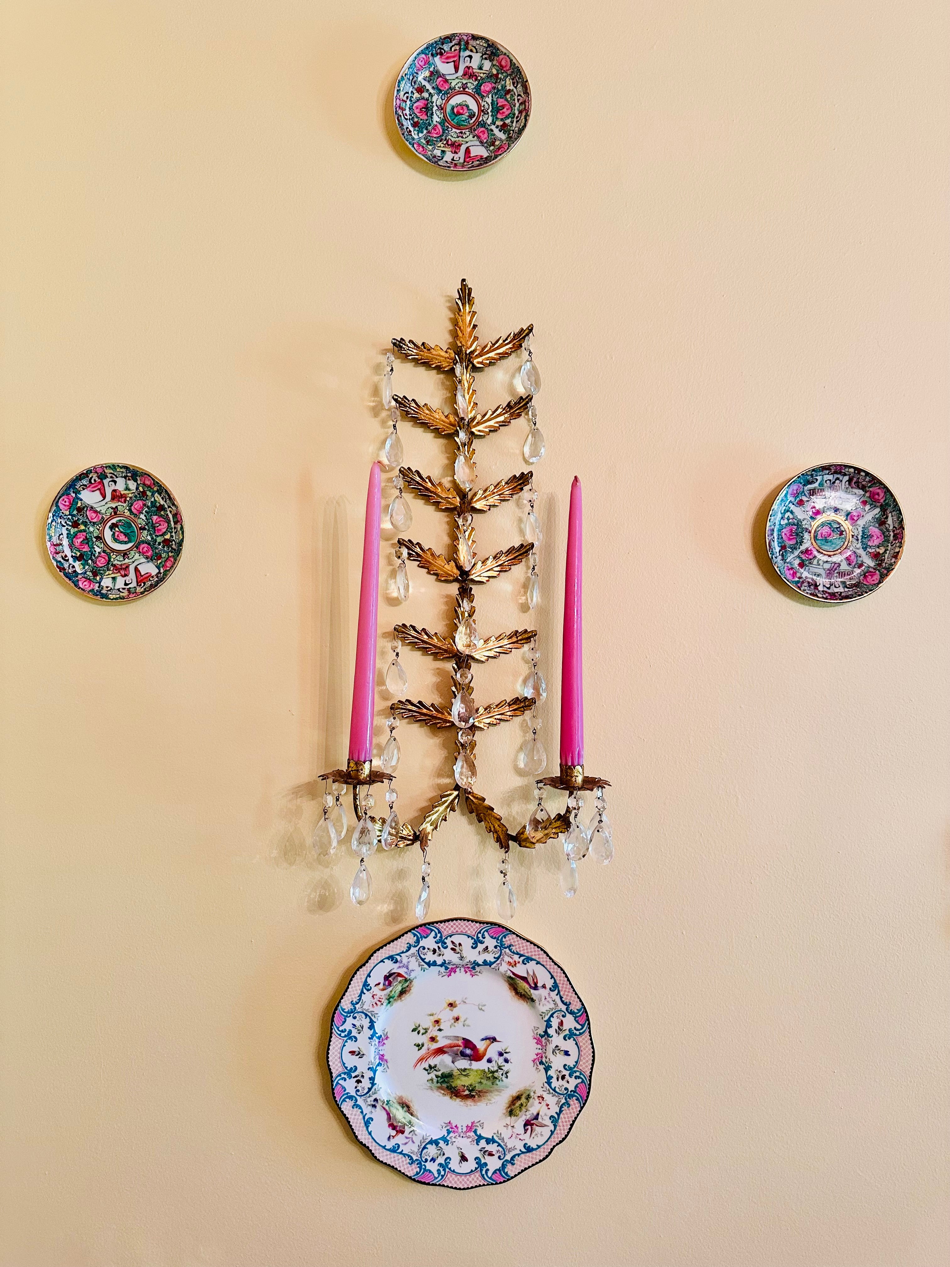 Large Gilded Italian Toleware Sconces