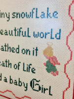 Load image into Gallery viewer, Baby Girl Cross Stitch Dated 1989
