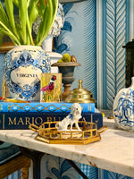 Load image into Gallery viewer, Effortlessly Chic Brass Faux Bamboo Octagonal Brass Handled Tray
