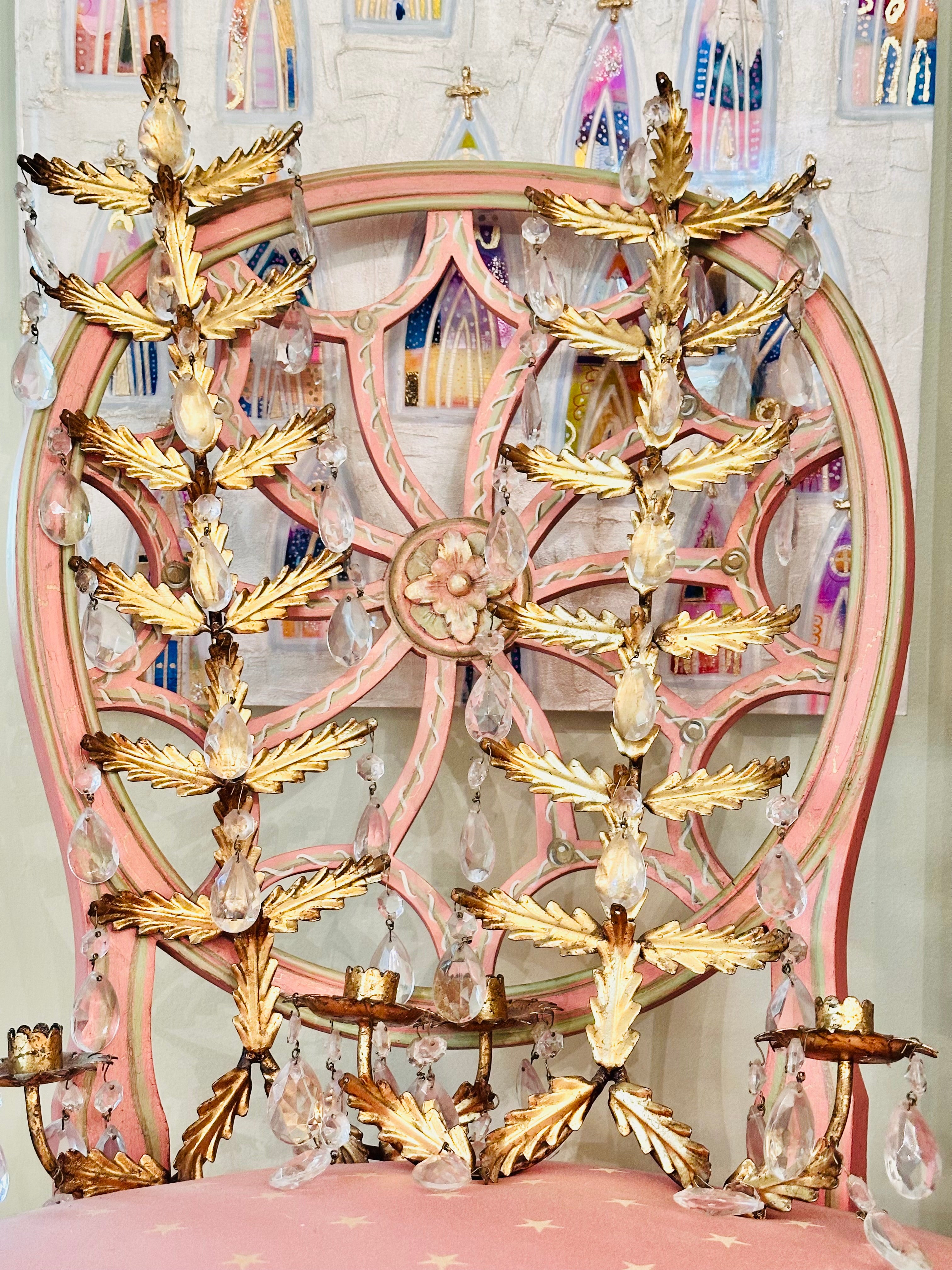 Large Gilded Italian Toleware Sconces