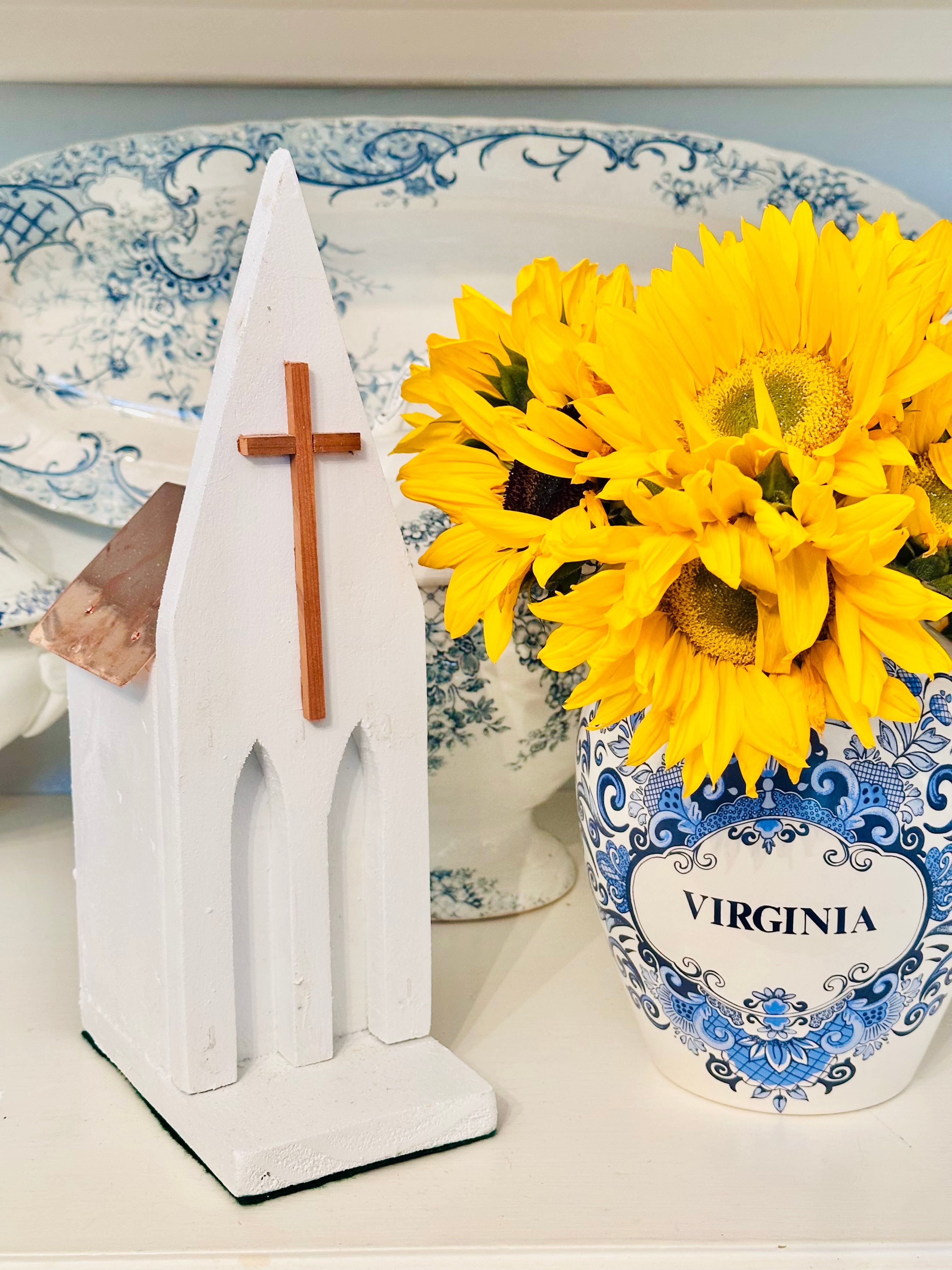 Petite Handcrafted Church with Copper Roof by Art Fiala
