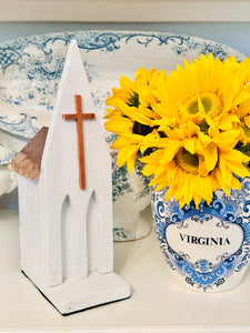 Petite Handcrafted Church with Copper Roof by Art Fiala