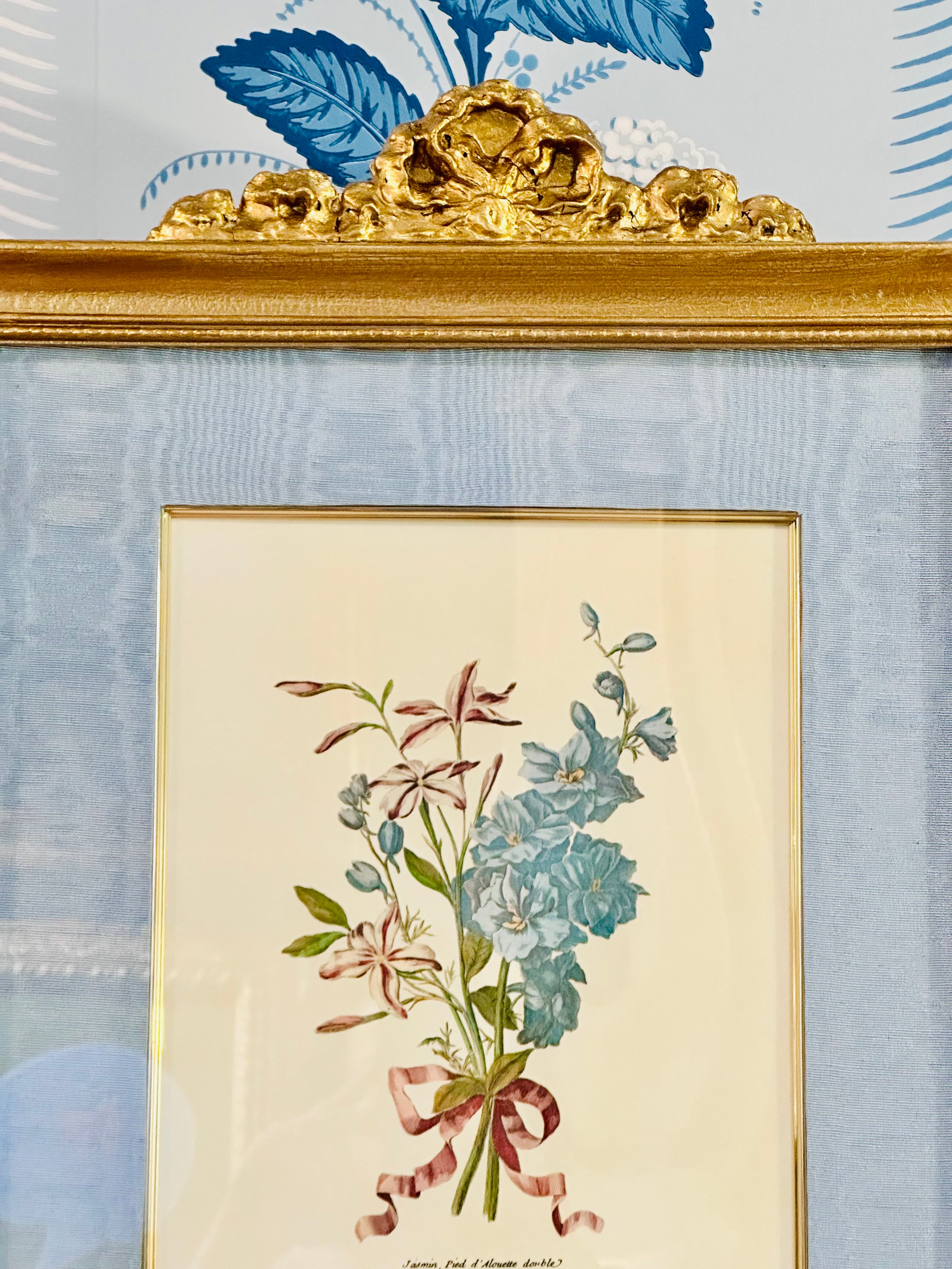Pair of Magnificent Botanicals in Gilded Bow Frames