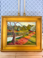 Load image into Gallery viewer, Brilliantly Colorful Original Art in Stunning Wooden Gold Frame
