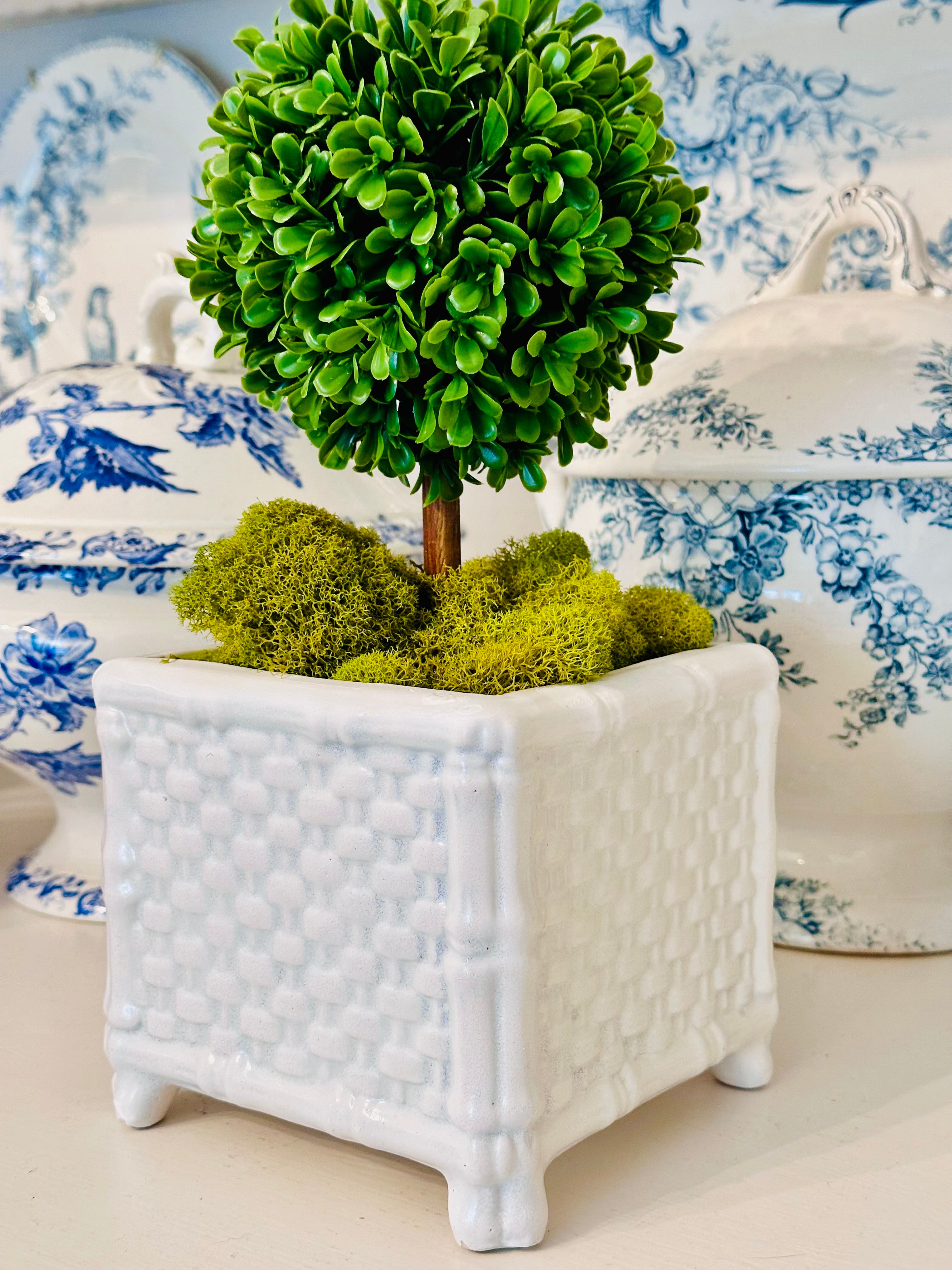 Faux Bamboo Ceramic Cachepot