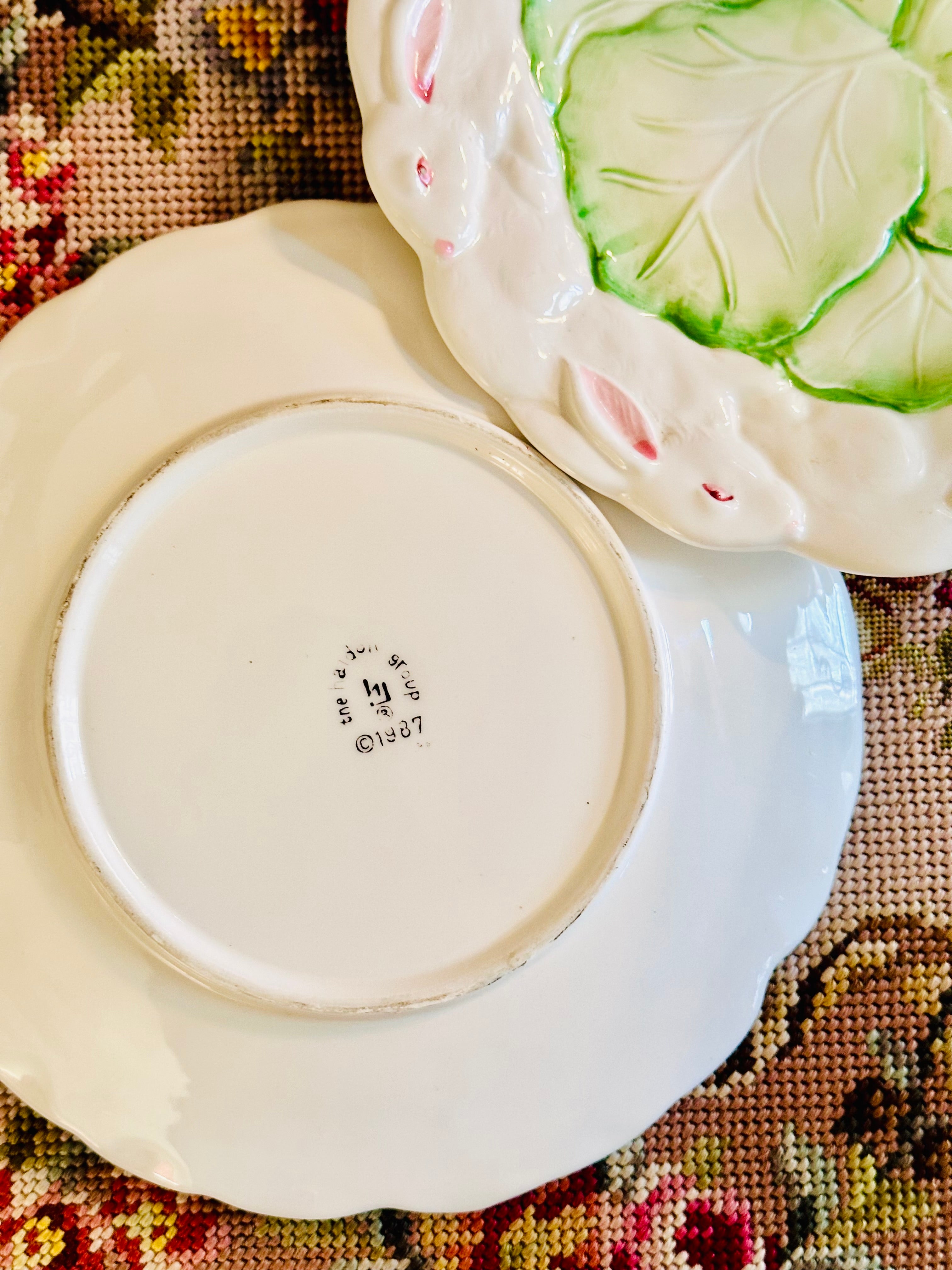 Pair of 1987 Haldon Group Bunny & Cabbage Plates