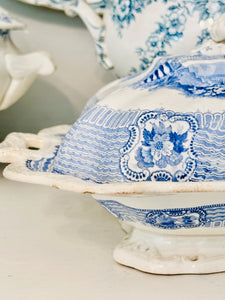 Antique (1829-1861) Bologna Adam’s & Son’s Transferware Covered Dish