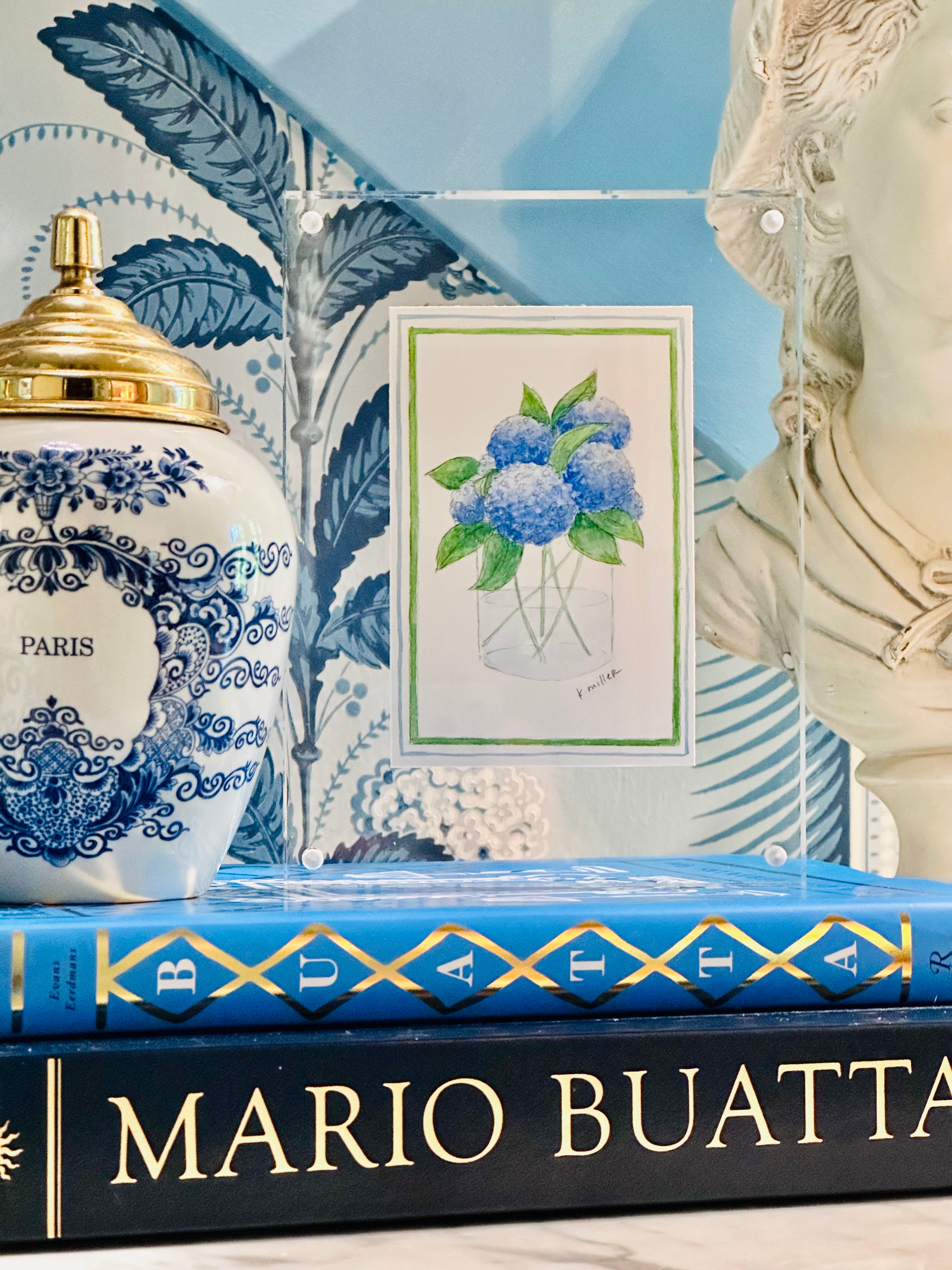 Hydrangea Watercolor & Pencil by Kate Miller