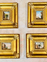 Load image into Gallery viewer, Set of 4 Original Pieces of European Art in Lovely Wooden Gold Frames
