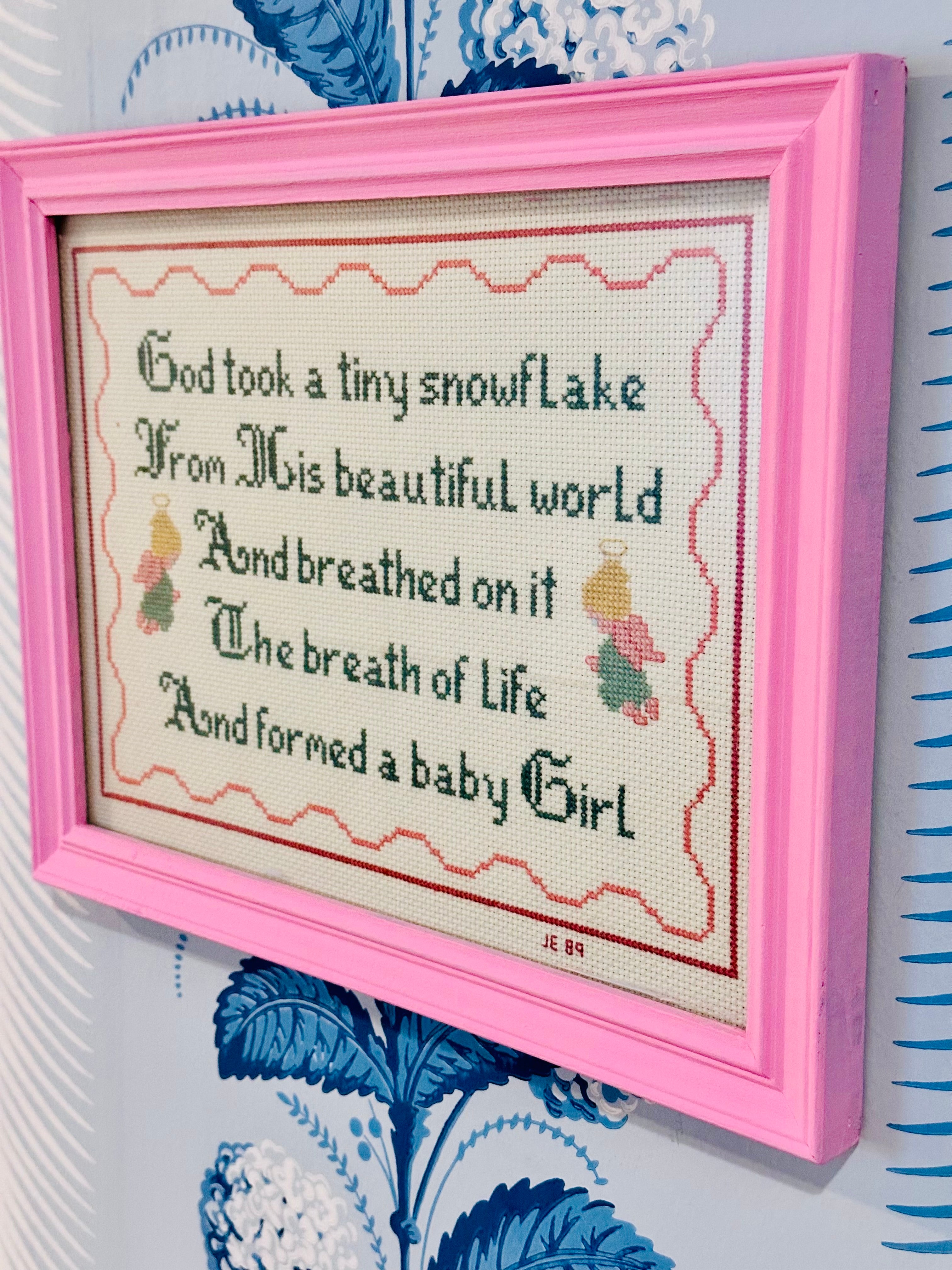 Baby Girl Cross Stitch Dated 1989