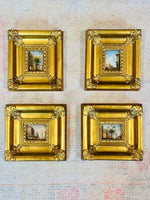Load image into Gallery viewer, Set of 4 Original Pieces of European Art in Lovely Wooden Gold Frames
