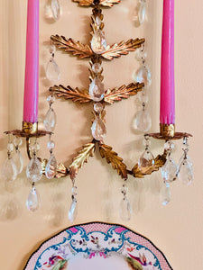 Large Gilded Italian Toleware Sconces