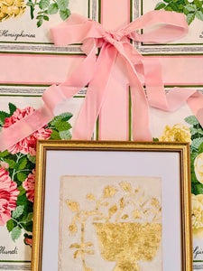 Gold Leaf Botanical on Linen by Laura Rice