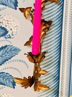 Load image into Gallery viewer, Vintage Gilded Italian Tole Candle Sconce with Crystals
