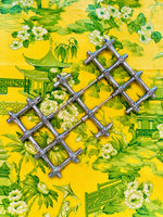 Load image into Gallery viewer, Silver Plate Faux Bamboo Trivet
