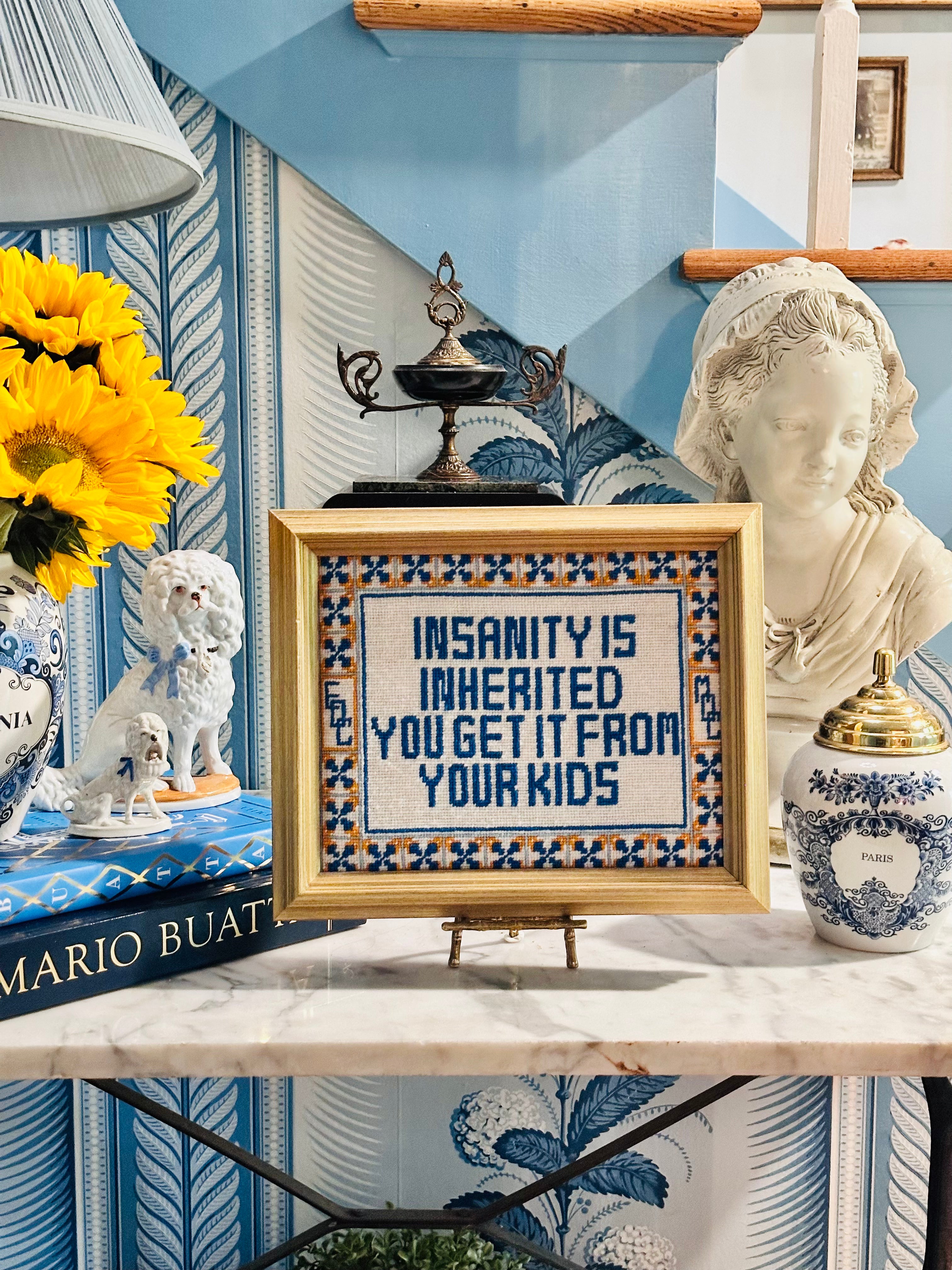 Insanity is Inherited You Get It From Your Children 1981 Needlepoint