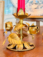 Load image into Gallery viewer, Exquisite Pair of Gilded Italian Tole Candleholders
