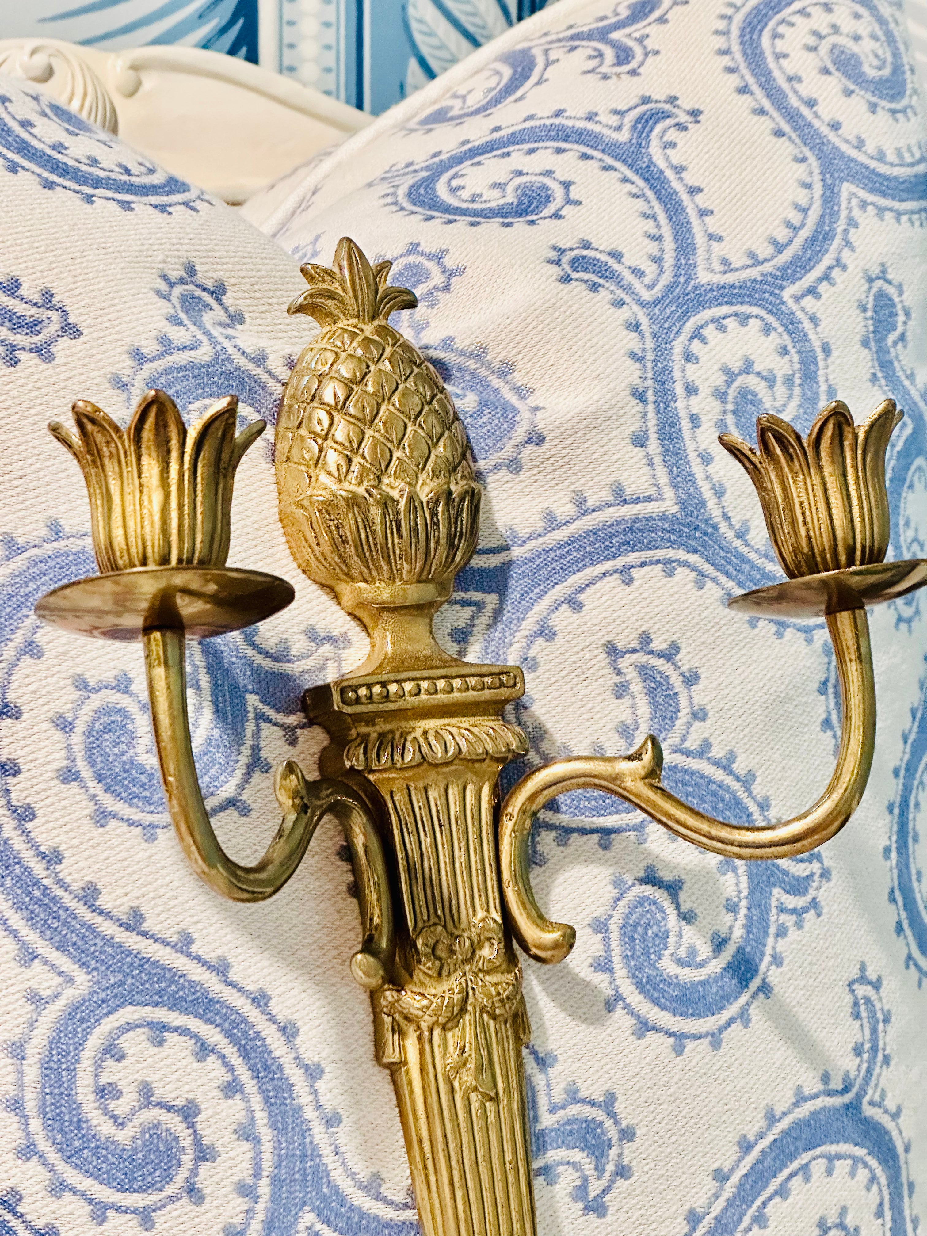 Brass Pineapple & Bow Sconce