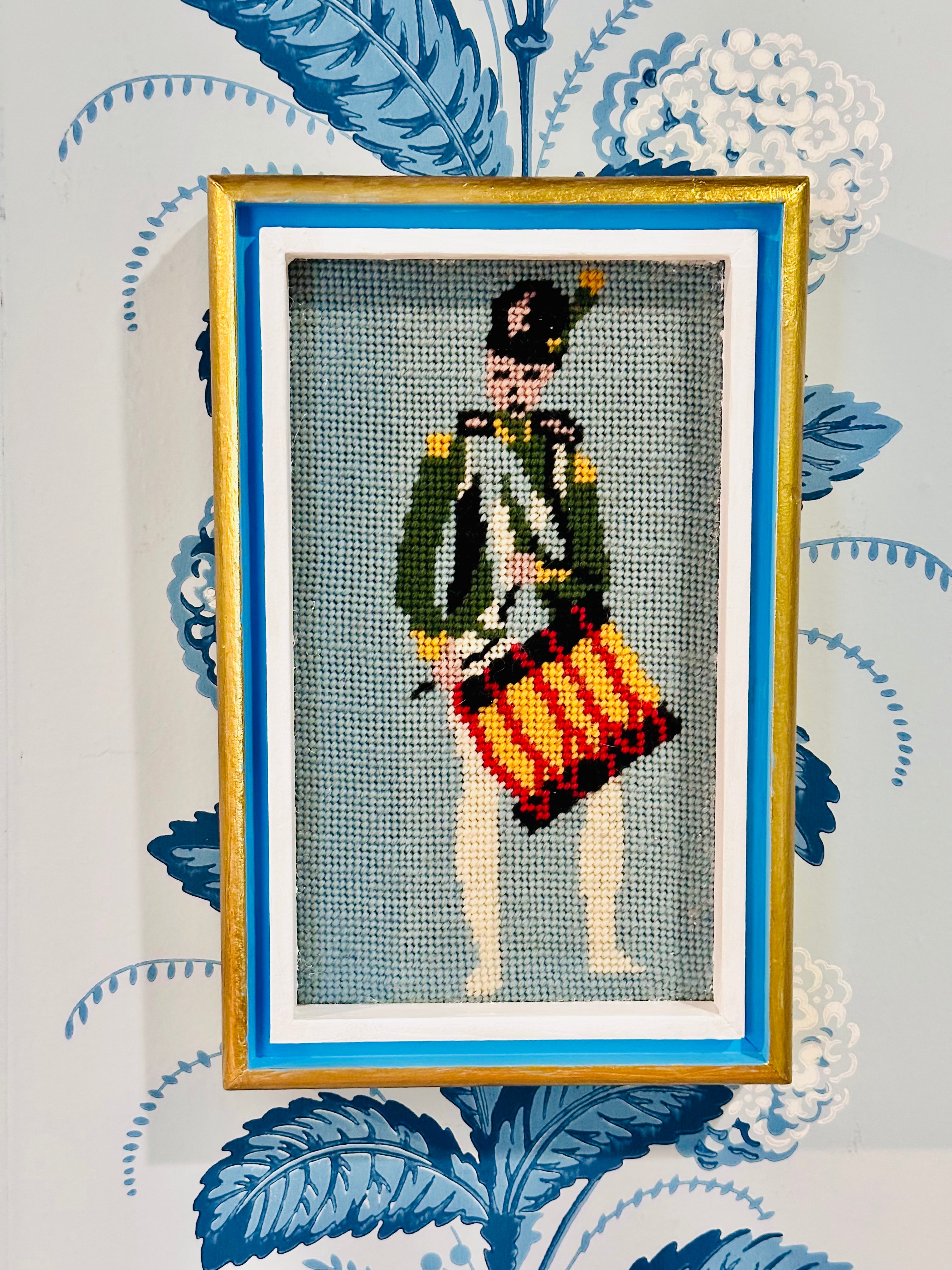 Vintage Needlepoint French Solider Purchased in Athens, 1973