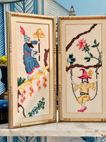 Load image into Gallery viewer, Very Rare Needlepoint Chinoiserie Trifold Bamboo Screen
