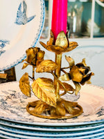 Load image into Gallery viewer, Exquisite Pair of Gilded Italian Tole Candleholders
