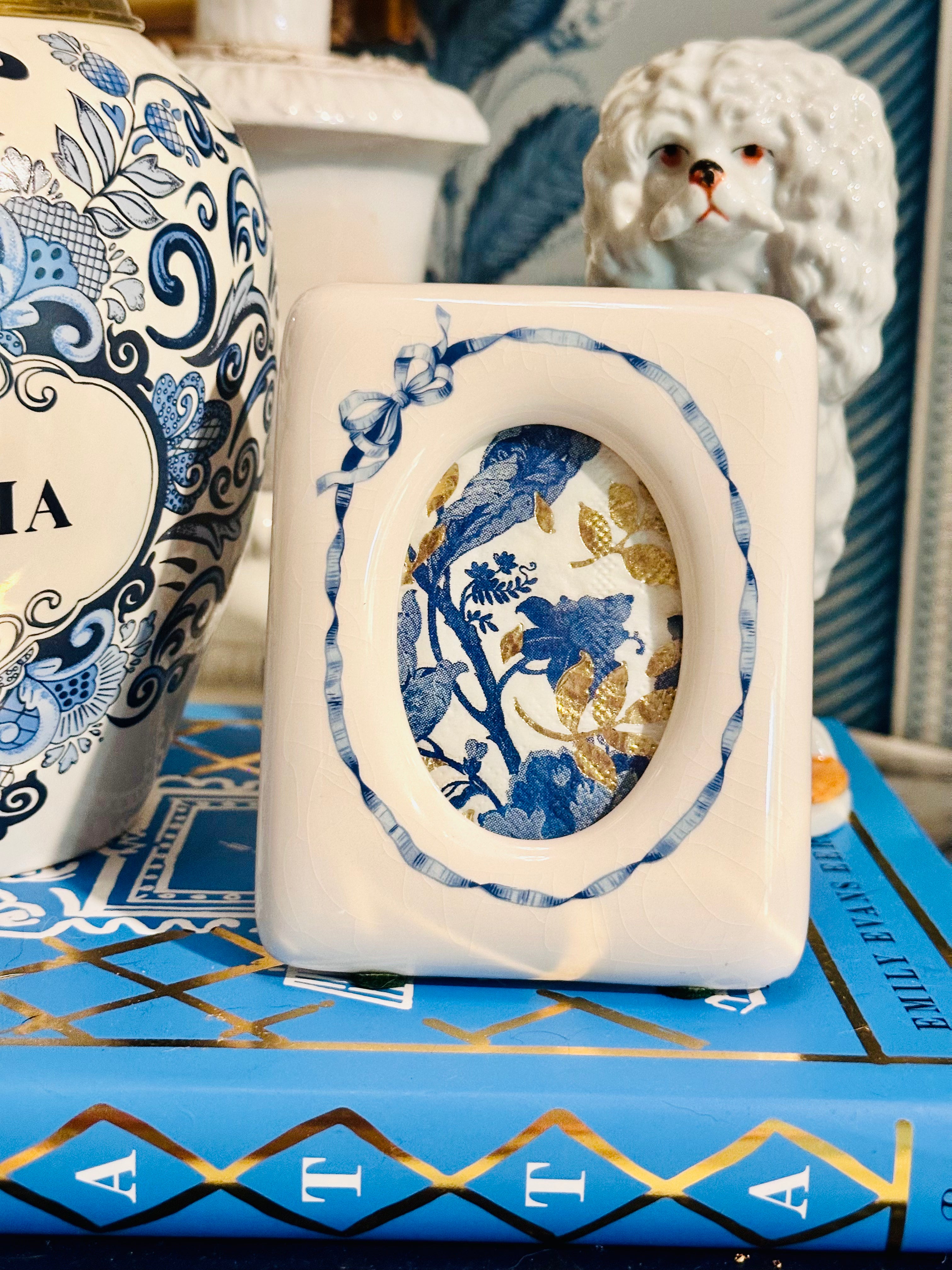 Blue Bow & Ribbon Frame