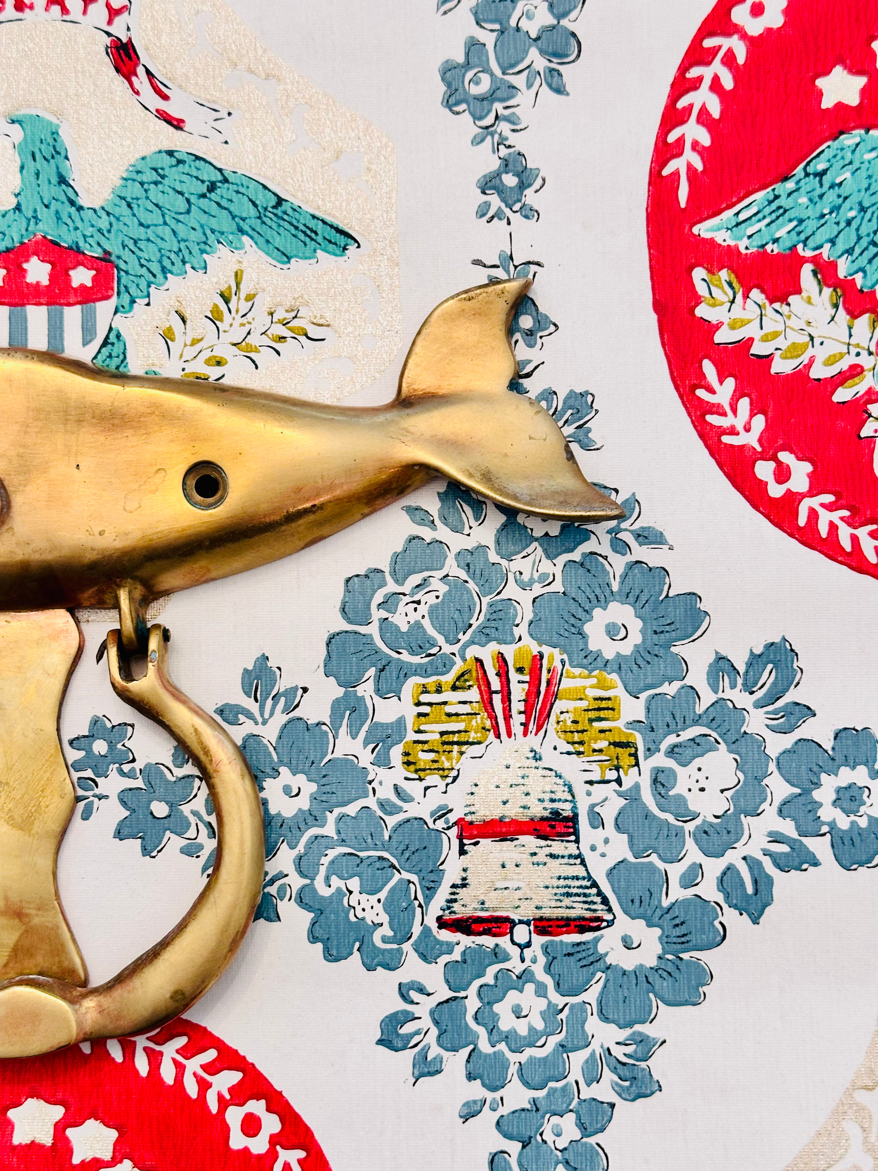 Vintage Brass Whale Door Knocker