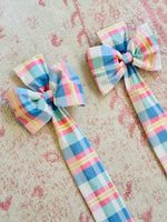 Load image into Gallery viewer, Darling Plaid Willow &amp; Pearls Single Ribbon Bows

