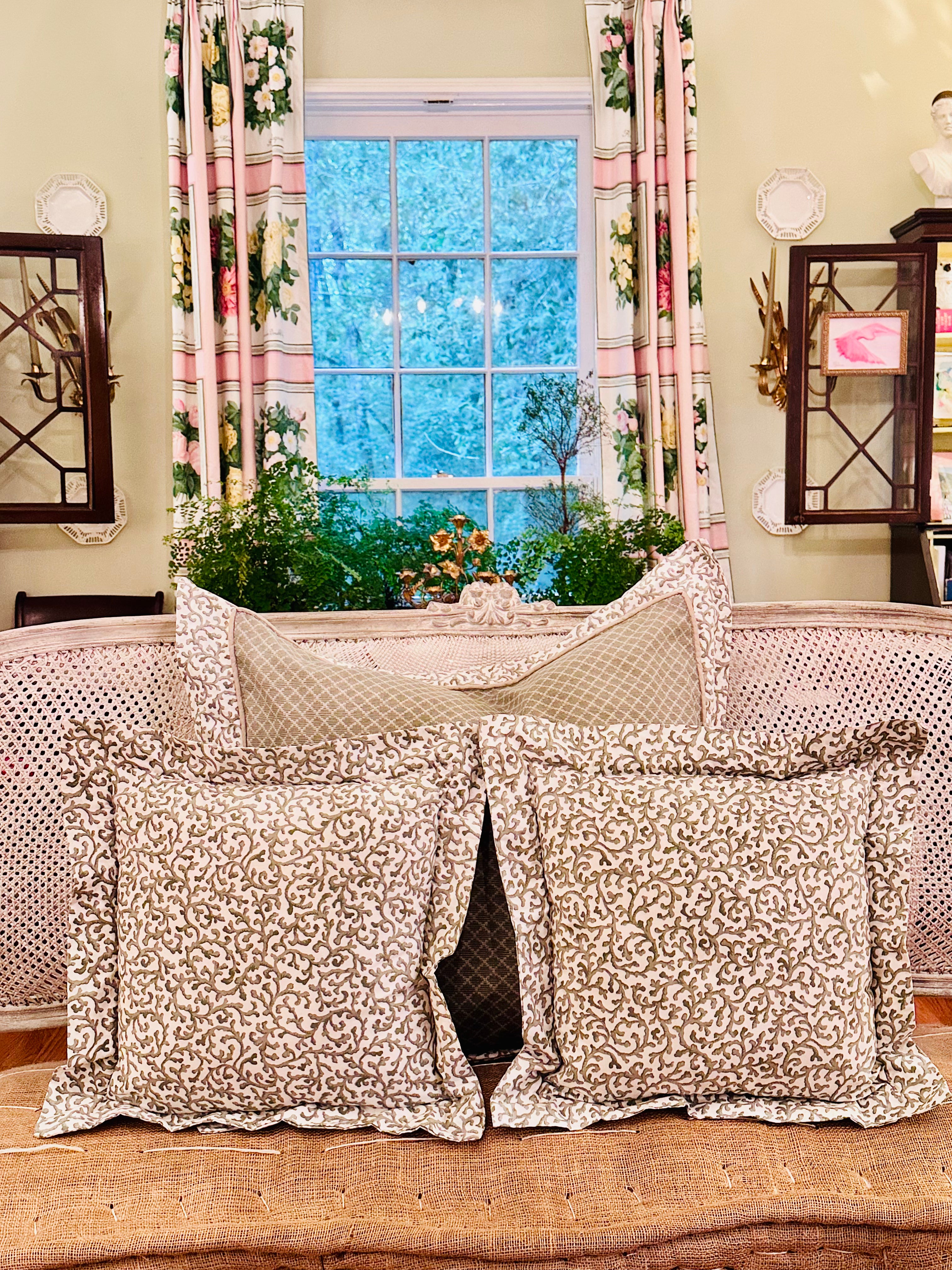 Set of Three Waverly Savoy in Sage Pillows