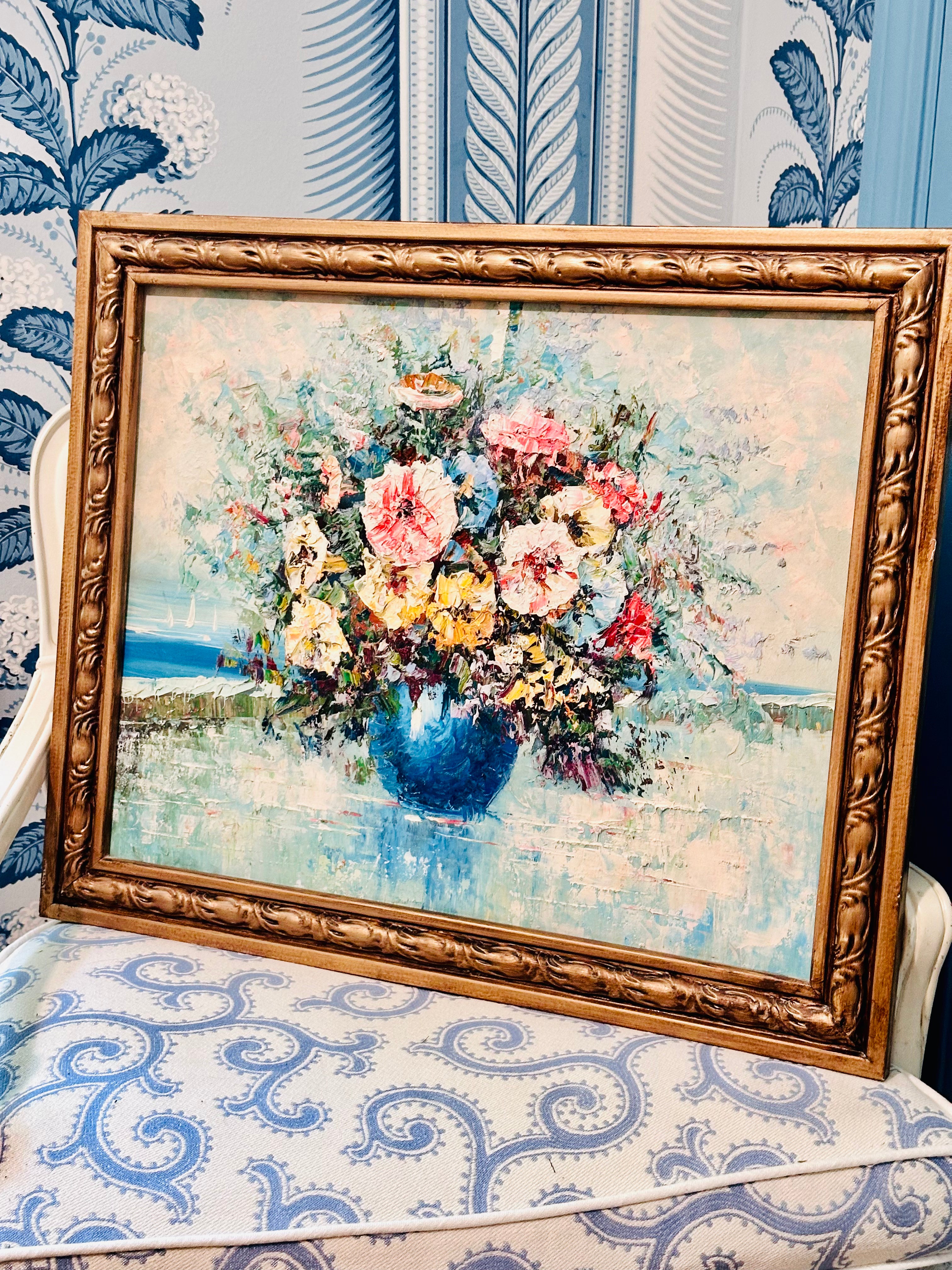 Striking Floral on Canvas with Lovely Frame